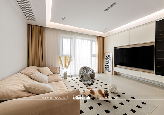 富阳江宸府104m²三室二厅奶油风格装修案例
